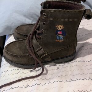 Polo by Ralph Lauren Brown Kids Boots with Bear Design